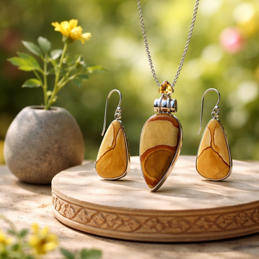 Landscape Jasper Necklace & Earring SET!